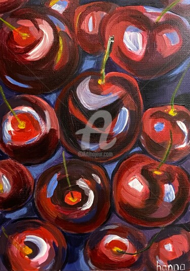 Pintura intitulada "Sweet cherries" por Hanna Kochet, Obras de arte originais, Acrílico