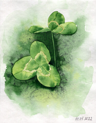 Painting titled "Sketch with Clover" by Hanna Kopylova, Original Artwork, Watercolor