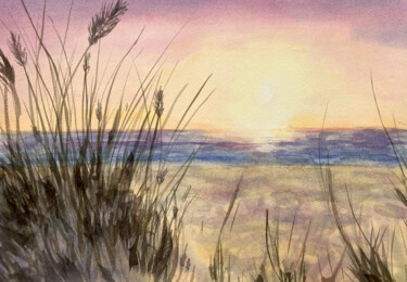 Pintura titulada "Colorful Sunset" por Hanna Kopylova, Obra de arte original, Acuarela