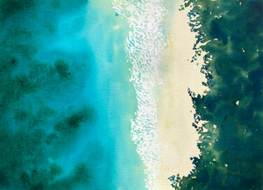 Painting titled "Tropical Sea" by Hanna Kopylova, Original Artwork, Watercolor