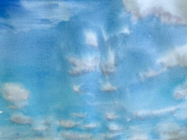 Painting titled "Clouds" by Hanna Kopylova, Original Artwork, Watercolor
