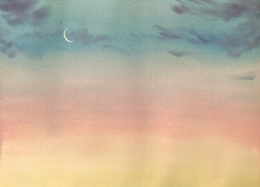 Pintura intitulada "Gentle Sunset" por Hanna Kopylova, Obras de arte originais, Aquarela