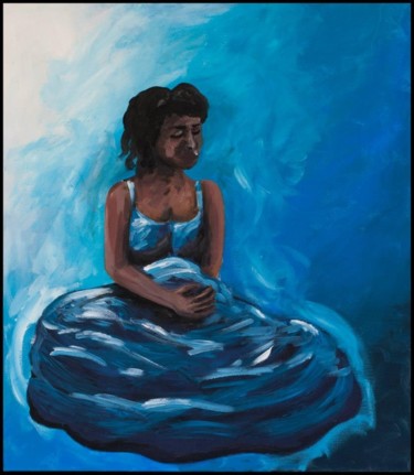 Painting titled "Blau" by Hannah Linhard, Original Artwork, Acrylic