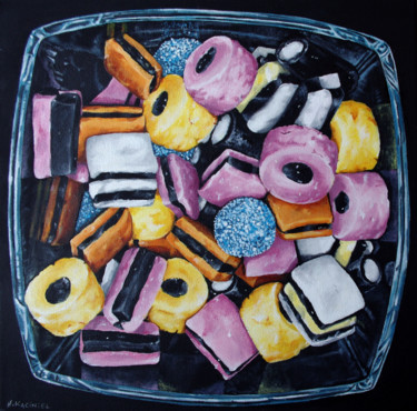 Malerei mit dem Titel "Allsorts, chidhood…" von Hanna Kaciniel, Original-Kunstwerk, Öl