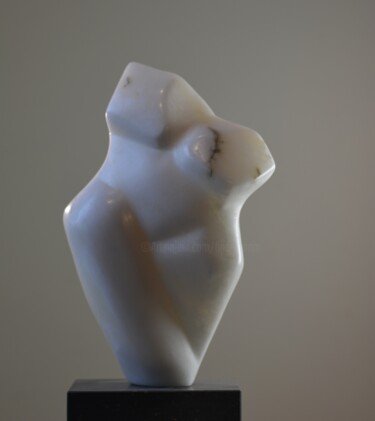 Sculptuur getiteld "Torso white albastra" door Hanneke Pereboom, Origineel Kunstwerk, Steen