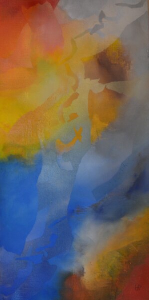 Malerei mit dem Titel "Blue and yellow" von Hanneke Pereboom, Original-Kunstwerk, Acryl