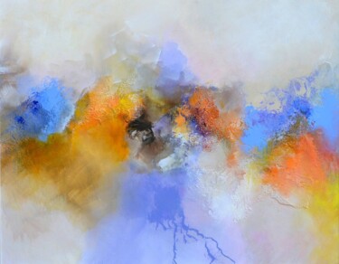 Painting titled "Violet, yellow and…" by Hanneke Pereboom, Original Artwork, Acrylic Mounted on Aluminium