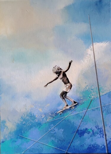 Ζωγραφική με τίτλο "Skater 3" από Hanneke Pereboom, Αυθεντικά έργα τέχνης, Ακρυλικό