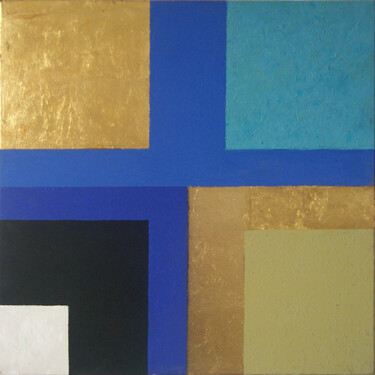 Painting titled ""Kreuz Blau Gold Sc…" by Hannes Hofstetter, Original Artwork, Acrylic