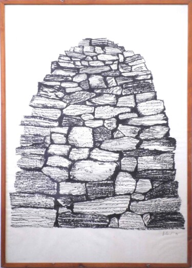 Dessin intitulée ""Tumulus",1994 Kohl…" par Hannes Hofstetter, Œuvre d'art originale, Fusain