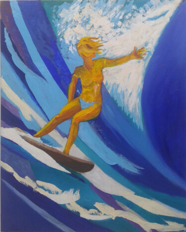Painting titled "Surfer girl" by Hannes Hofstetter, Original Artwork, Acrylic