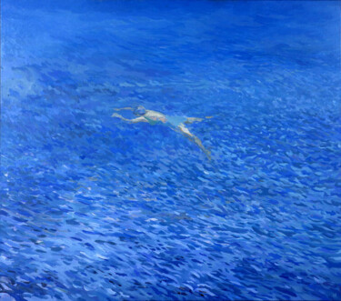 Pintura titulada "Schwimmerin I" por Hannes Hofstetter, Obra de arte original, Oleo