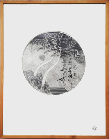 Рисунок под названием "Palmen VI" - Hannes Hofstetter, Подлинное произведение искусства, Карандаш Установлен на картон
