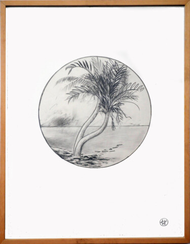 Drawing titled "Palmem V" by Hannes Hofstetter, Original Artwork, Pencil Mounted on Cardboard
