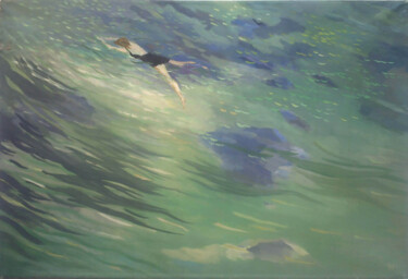 Malerei mit dem Titel "Schwimmerin VIII" von Hannes Hofstetter, Original-Kunstwerk, Öl
