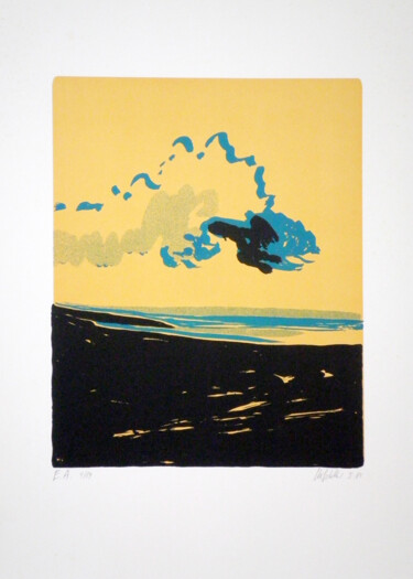 Druckgrafik mit dem Titel "Wolke II" von Hannes Hofstetter, Original-Kunstwerk, Siebdruck