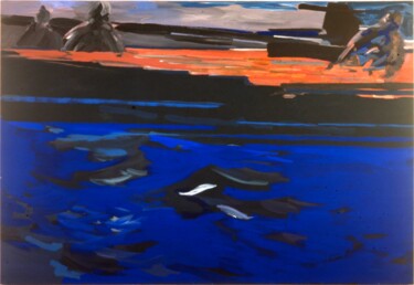 Malerei mit dem Titel "Fischzug" von Hannes Hofstetter, Original-Kunstwerk, Acryl