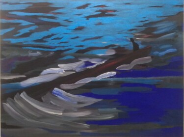 Malerei mit dem Titel "Im Fluss" von Hannes Hofstetter, Original-Kunstwerk, Öl
