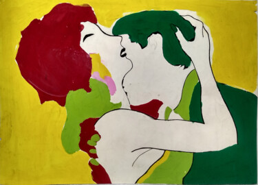 Painting titled "Der Kuss" by Hannes Hofstetter, Original Artwork, Tempera