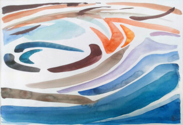 Painting titled "Wasser Abstraktion…" by Hannes Hofstetter, Original Artwork, Watercolor