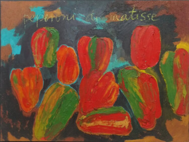 Malerei mit dem Titel "PEPERONI DI MATISSE" von Hannes Hofstetter, Original-Kunstwerk, Acryl