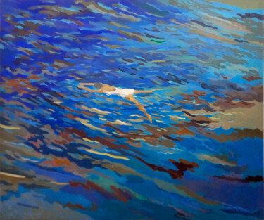 Malerei mit dem Titel "Schwimmerin V1" von Hannes Hofstetter, Original-Kunstwerk, Öl