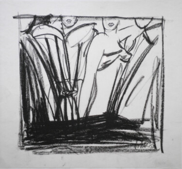 Disegno intitolato "Vabanque , 1987,…" da Hannes Hofstetter, Opera d'arte originale, Carbone