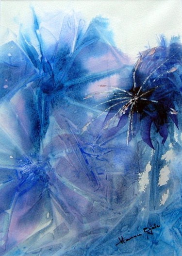 Painting titled "Blue Flowers (water…" by Hannu Ojala, Original Artwork