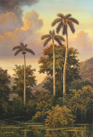 Pintura titulada "Añoranza de palmeras" por Hanoi Martinez León, Obra de arte original, Oleo