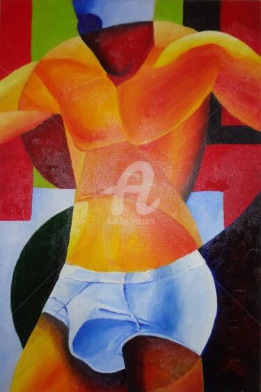 Pintura intitulada "Atleta" por Hc. Frank, Obras de arte originais, Óleo