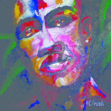 Pintura titulada "Negão Retrato" por Hc. Frank, Obra de arte original, Oleo