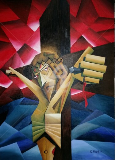 Pintura intitulada "Crucification" por Hc. Frank, Obras de arte originais, Óleo