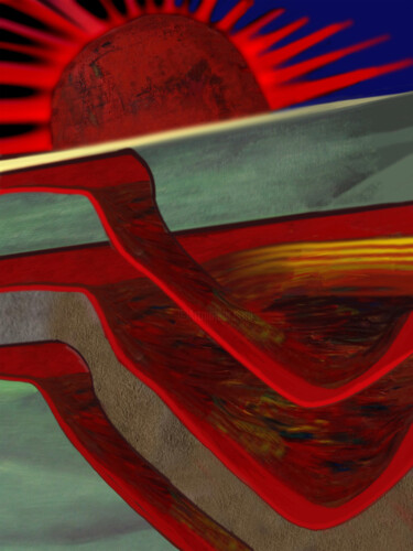 Digitale Kunst mit dem Titel "Roter Riese" von Hans-Dieter Pfundtner, Original-Kunstwerk, 2D digitale Arbeit