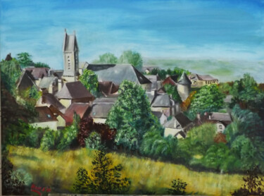 Painting titled "Juillac en correze" by Hans Dutch Artist, Original Artwork, Oil