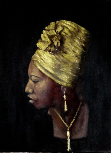 Peinture intitulée "African lady Nigeria" par Hans Dutch Artist, Œuvre d'art originale, Huile