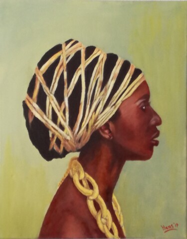 Peinture intitulée "African woman" par Hans Dutch Artist, Œuvre d'art originale, Huile