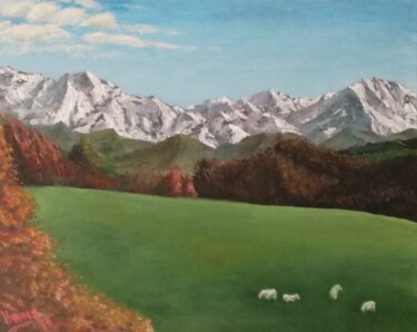 Peinture intitulée "Pyrenean mountains…" par Hans Dutch Artist, Œuvre d'art originale, Huile