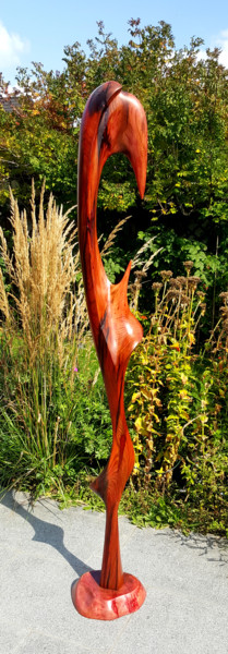 Sculpture titled "'Tall Form in Red'" by Flos, Original Artwork, Wood