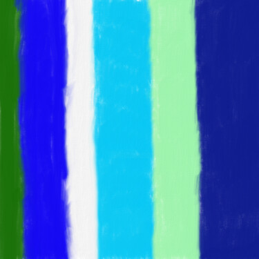 Цифровое искусство под названием "Blue and green stri…" - Hans Korevaar, Подлинное произведение искусства, Цифровая живопись