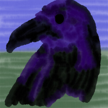 Digital Arts titled "Raven in purple" by Hans Korevaar, Original Artwork, Digital Painting