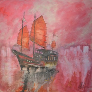 Malerei mit dem Titel "Hongkong Lady" von Hans-Peter Amherd, Original-Kunstwerk, Acryl