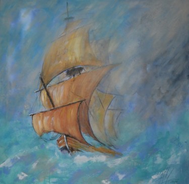 Schilderij getiteld "Flying Dutchman" door Hans-Peter Amherd, Origineel Kunstwerk, Acryl