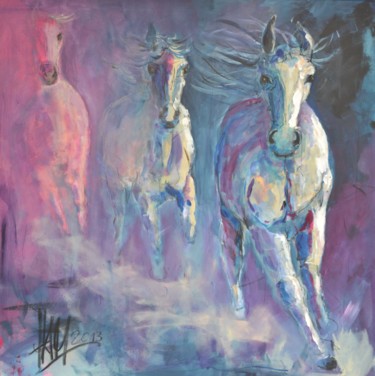 Painting titled "wild horses" by Hans-Peter Amherd, Original Artwork, Acrylic