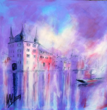 Painting titled "Chateau" by Hans-Peter Amherd, Original Artwork, Acrylic