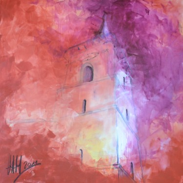 Schilderij getiteld "Kirche" door Hans-Peter Amherd, Origineel Kunstwerk