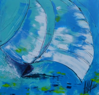Malerei mit dem Titel "I'm sailing" von Hans-Peter Amherd, Original-Kunstwerk, Acryl