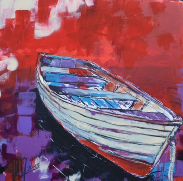 Schilderij getiteld "Boot" door Hans-Peter Amherd, Origineel Kunstwerk, Acryl