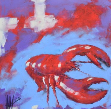 Schilderij getiteld "Hummer" door Hans-Peter Amherd, Origineel Kunstwerk, Acryl