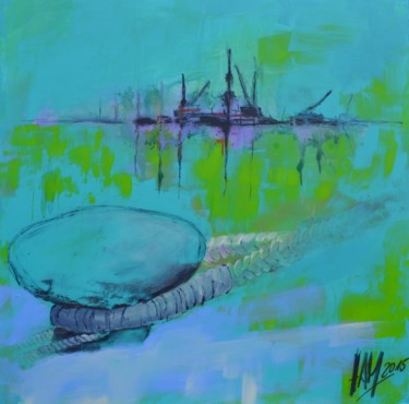 Malerei mit dem Titel "Harbour II" von Hans-Peter Amherd, Original-Kunstwerk, Acryl