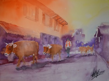 Malerei mit dem Titel "Suisse Appenzell" von Hans-Peter Amherd, Original-Kunstwerk, Aquarell